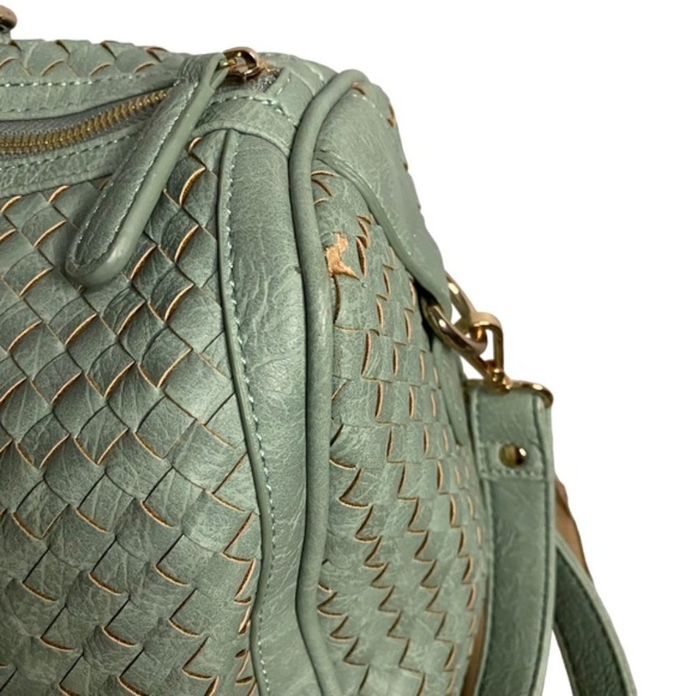 Urban Expressions Green Woven Weave Shoulder Satchel Tote Bag - Picture 9 of 9